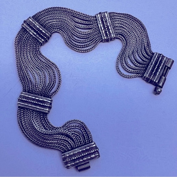 Silpada antique Sterling Silver Multi Strand Toggle  OTTOMAN style Bracelet 27g - Picture 1 of 13